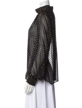 Akris Punto Polka Dot Print Mock Neck Blouse