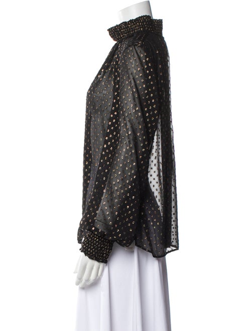 Akris Punto Polka Dot Print Mock Neck Blouse