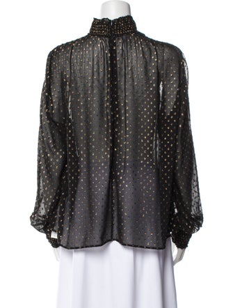 Akris Punto Polka Dot Print Mock Neck Blouse