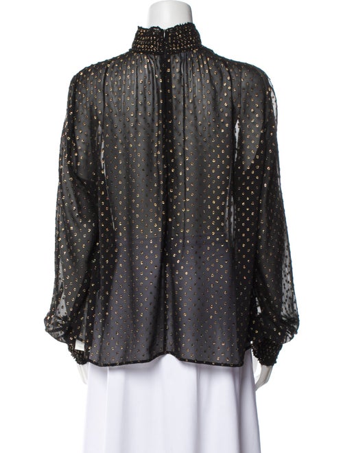Akris Punto Polka Dot Print Mock Neck Blouse
