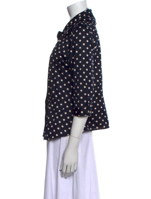 Akris Punto Polka Dot Print Three-Quarter Sleeve Button-Up Top