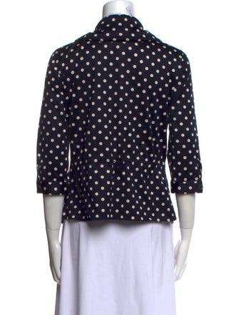 Akris Punto Polka Dot Print Three-Quarter Sleeve Button-Up Top