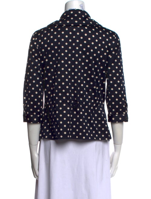 Akris Punto Polka Dot Print Three-Quarter Sleeve Button-Up Top