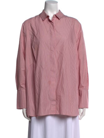 Akris Punto Striped Long Sleeve Button-Up Top