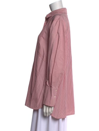 Akris Punto Striped Long Sleeve Button-Up Top