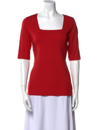 Akris Punto Square Neckline Short Sleeve Top