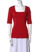 Akris Punto Square Neckline Short Sleeve Top