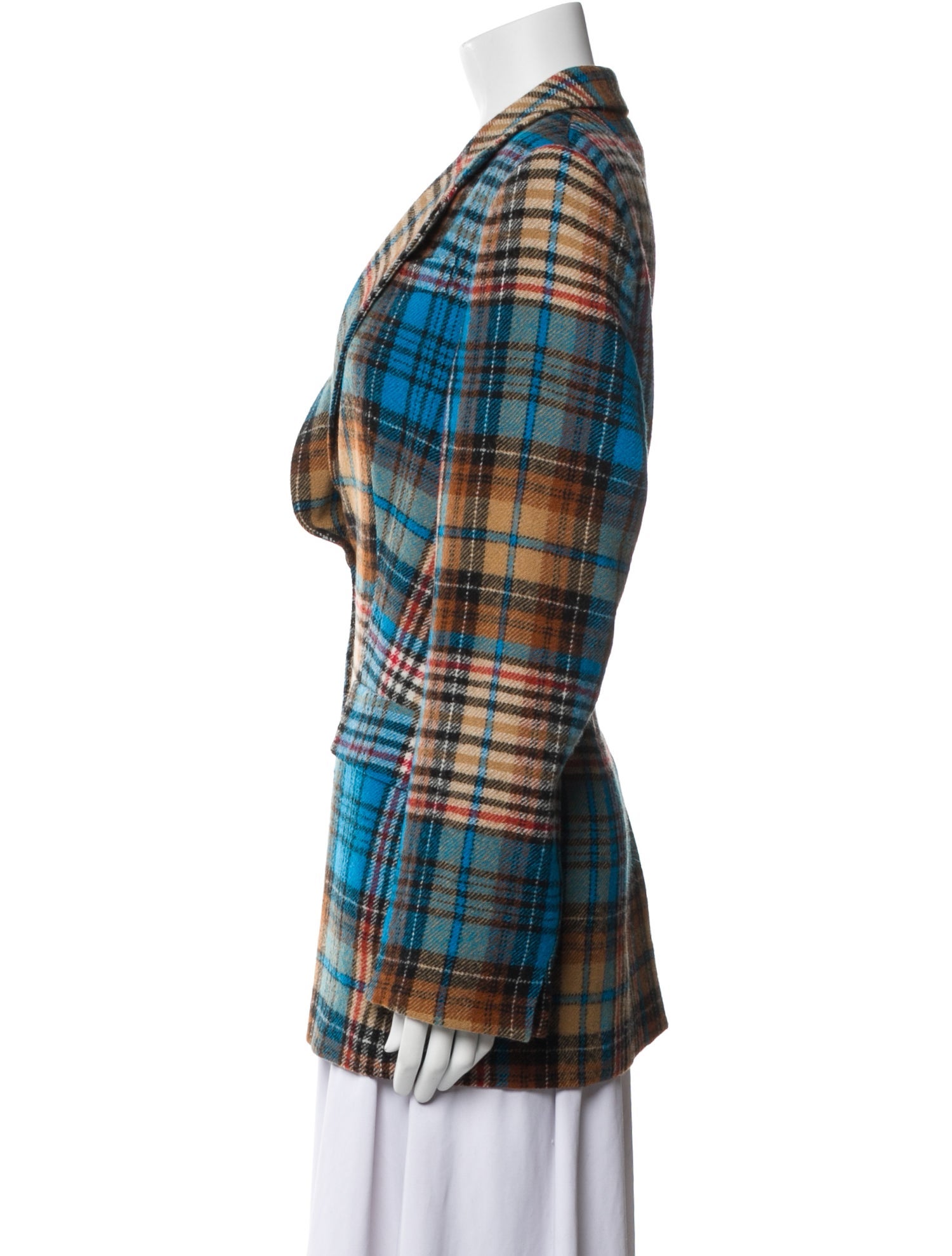 Akris Punto Virgin Wool Plaid Print Blazer