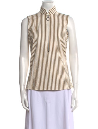 Akris Punto Striped Mock Neck Top