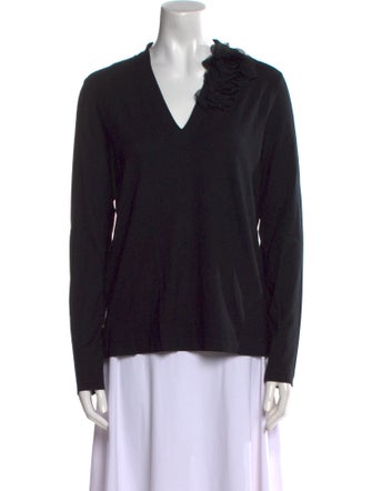 Akris Punto V-Neck Long Sleeve Top