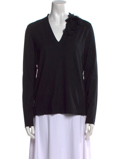 Akris Punto V-Neck Long Sleeve Top