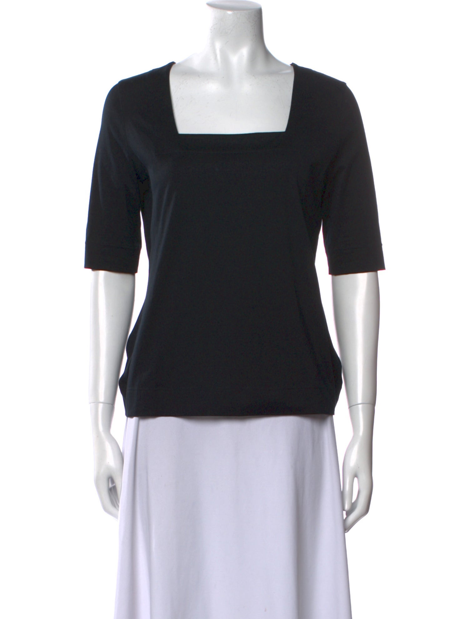 Akris Punto Square Neckline Short Sleeve Top