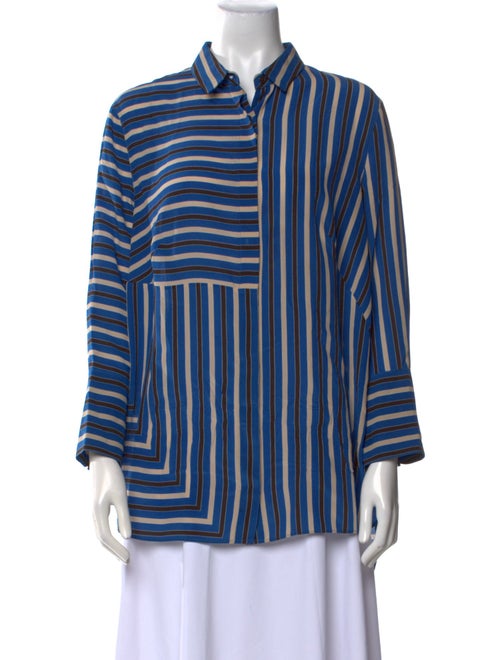 Akris Punto Silk Striped Button-Up Top