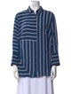 Akris Punto Silk Striped Button-Up Top