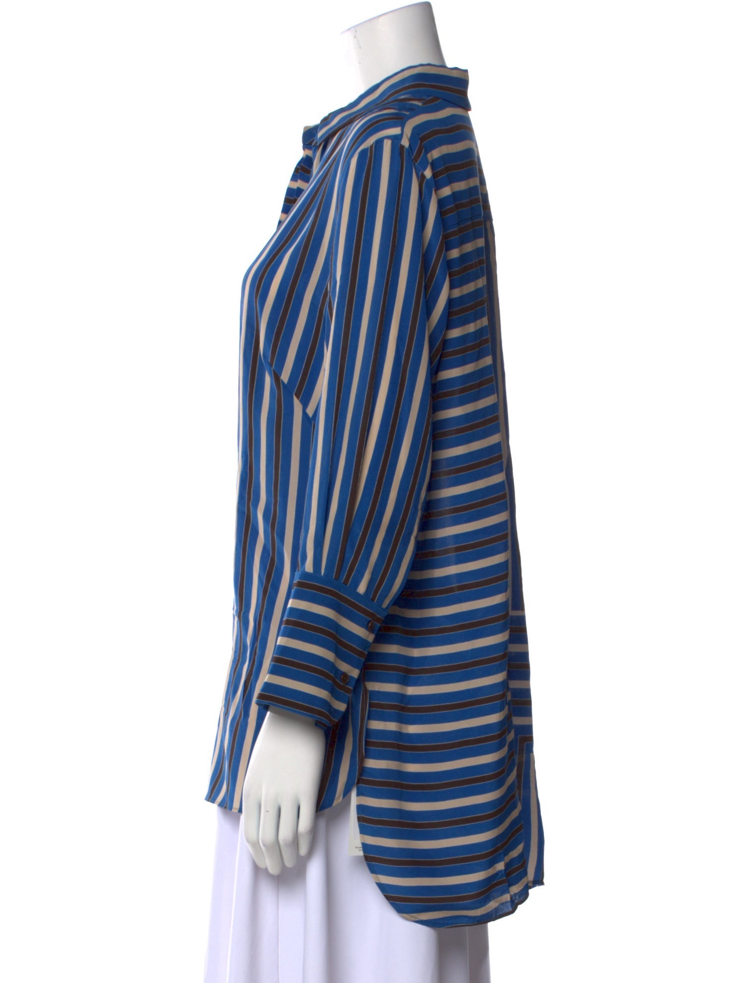 Akris Punto Silk Striped Button-Up Top