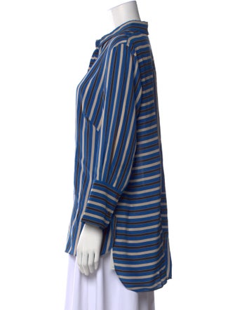 Akris Punto Silk Striped Button-Up Top