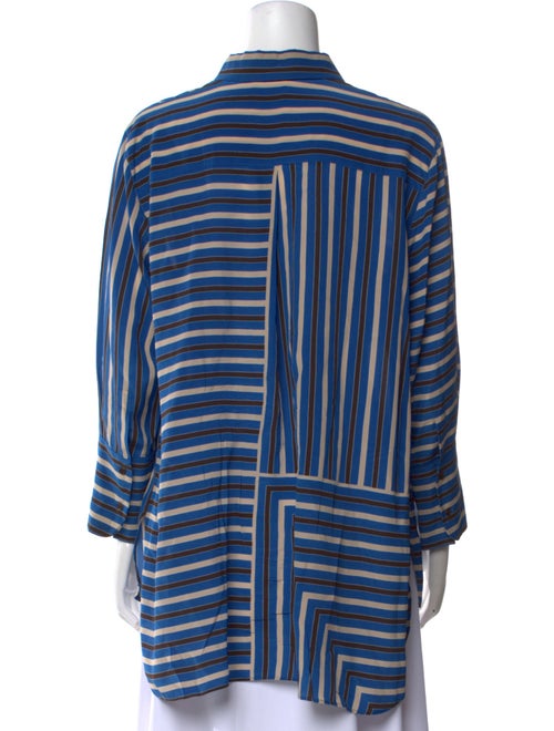 Akris Punto Silk Striped Button-Up Top