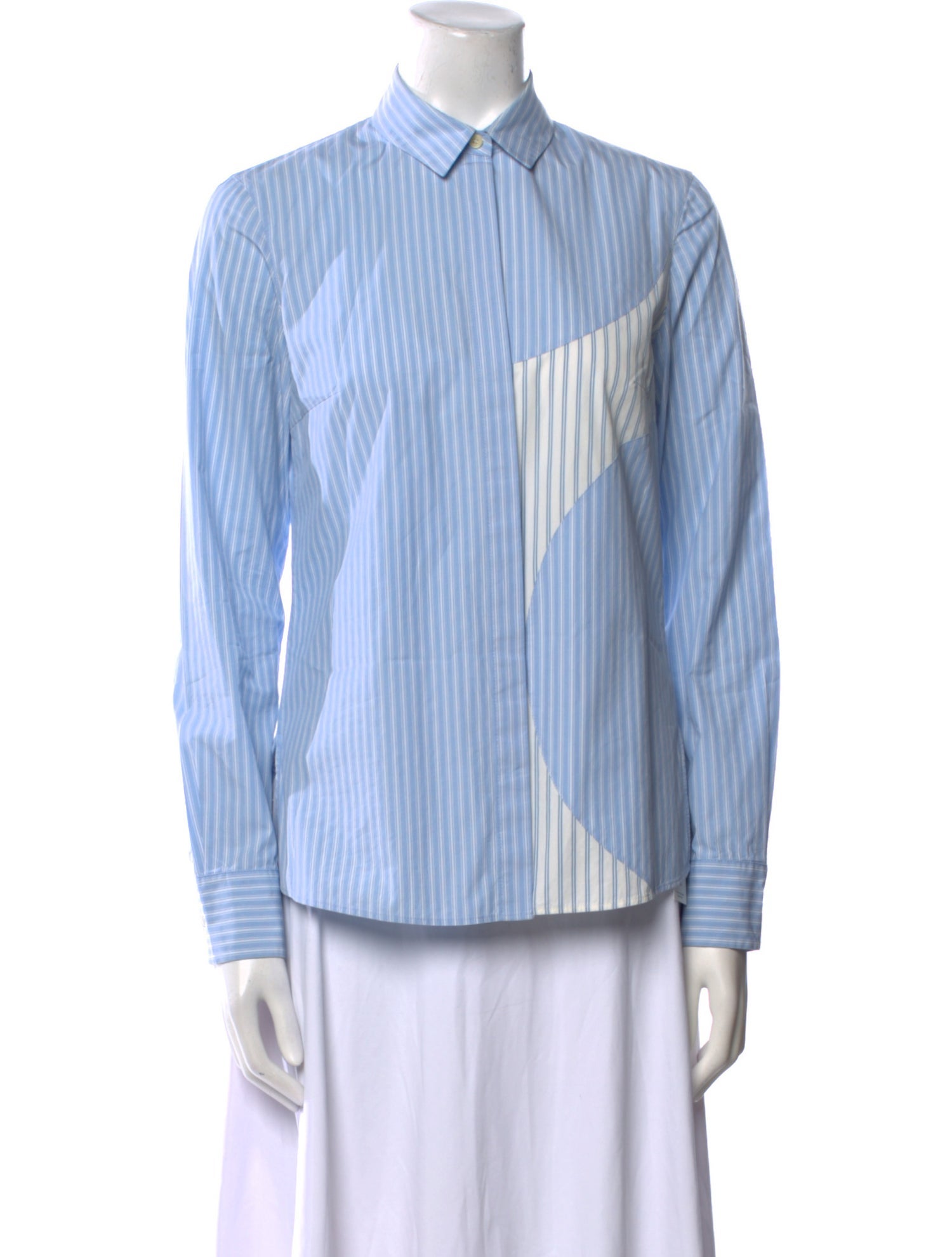 Akris Punto Striped Long Sleeve Button-Up Top