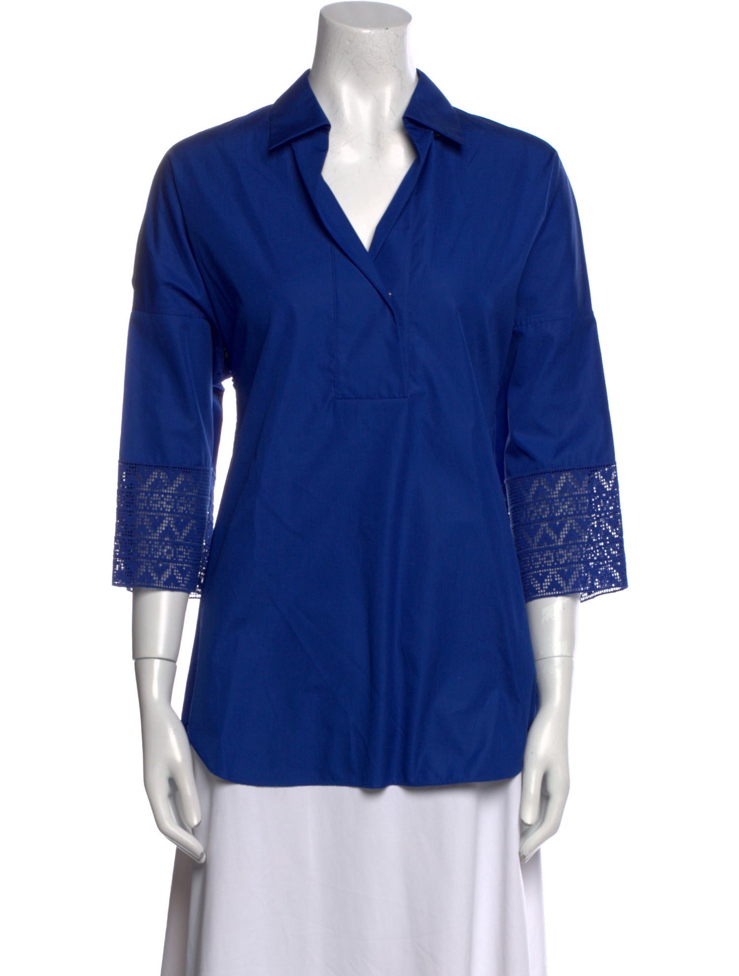 Akris Punto Three-Quarter Sleeve Button-Up Top