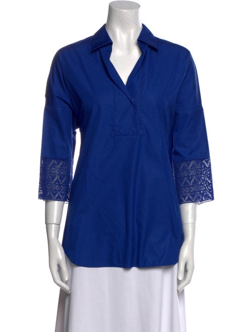 Akris Punto Three-Quarter Sleeve Button-Up Top