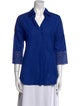 Akris Punto Three-Quarter Sleeve Button-Up Top