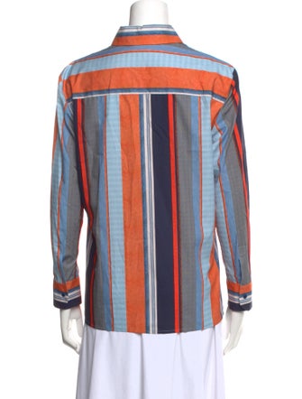 Akris Punto Striped Long Sleeve Button-Up Top