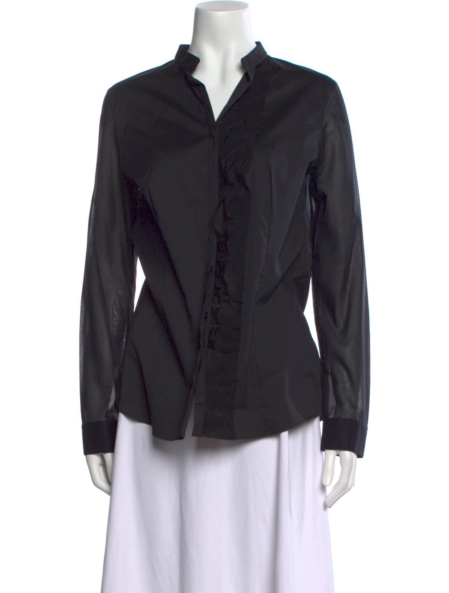 Akris Punto V-Neck Long Sleeve Blouse