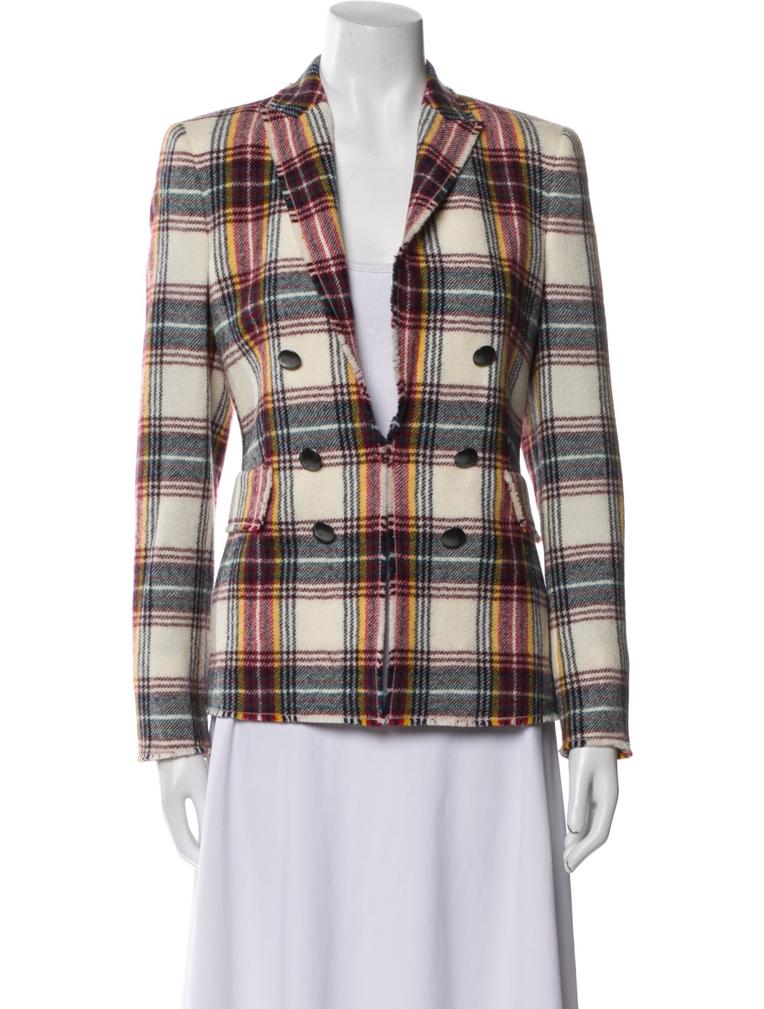Akris Punto Virgin Wool Plaid Print Blazer