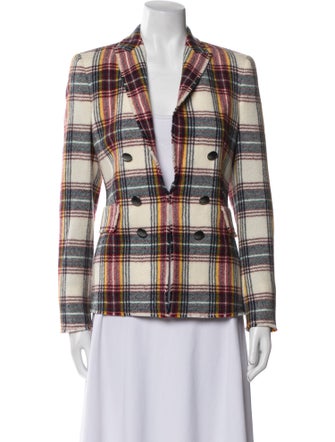 Akris Punto Virgin Wool Plaid Print Blazer