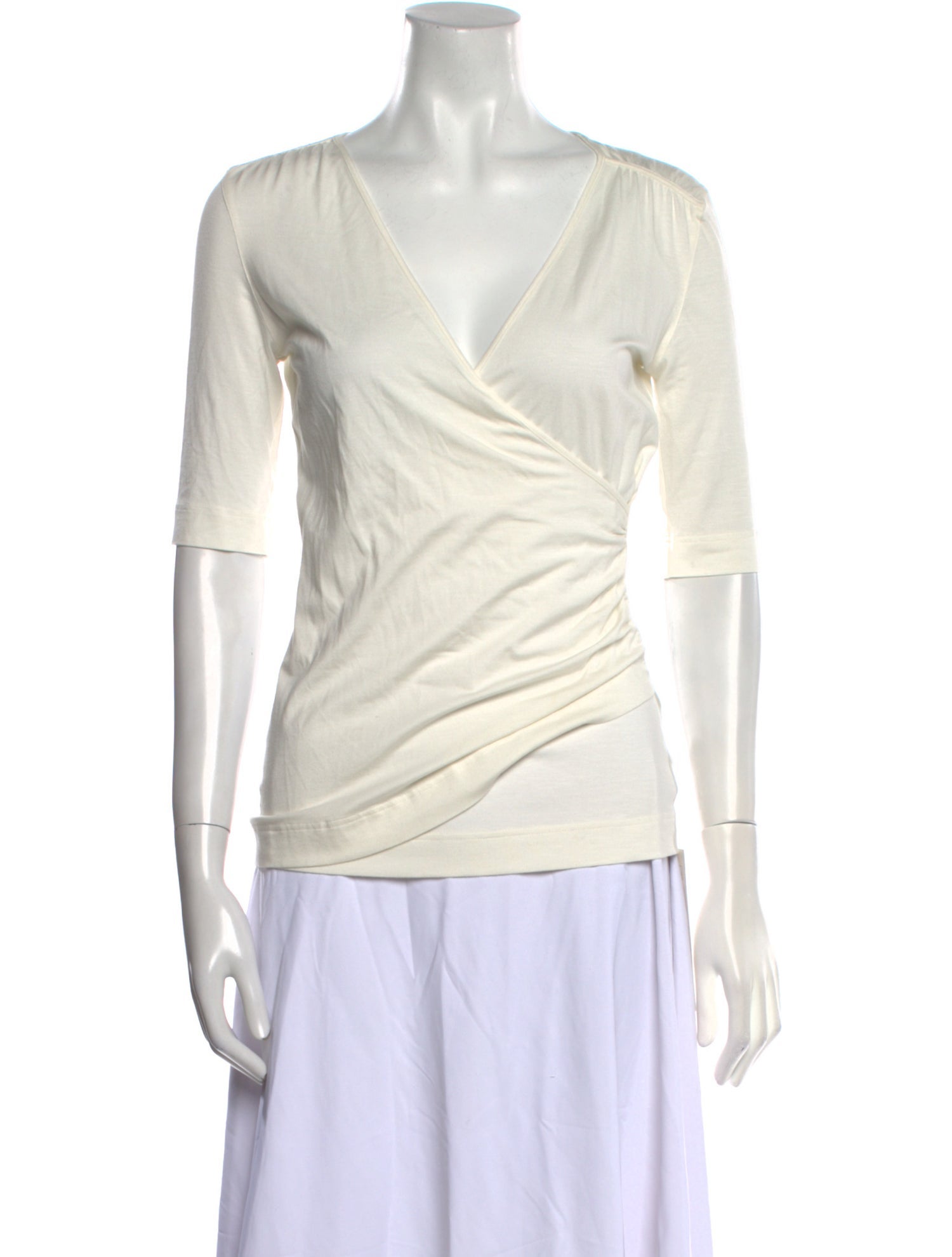 Akris Punto V-Neck Three-Quarter Sleeve Top