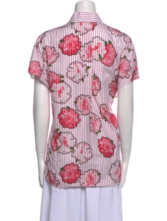 Akris Punto Printed Short Sleeve Button-Up Top