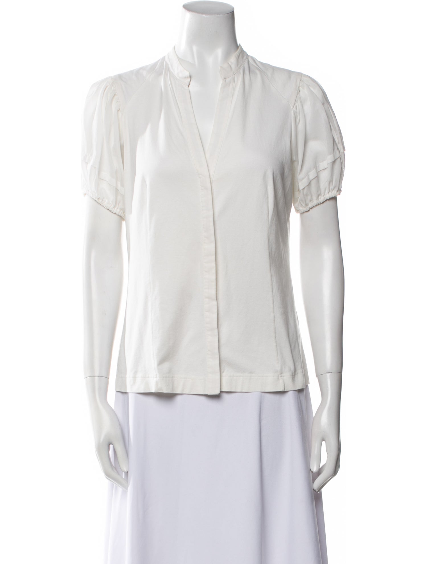 Akris Punto V-Neck Short Sleeve Blouse