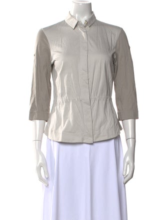 Akris Punto Three-Quarter Sleeve Button-Up Top