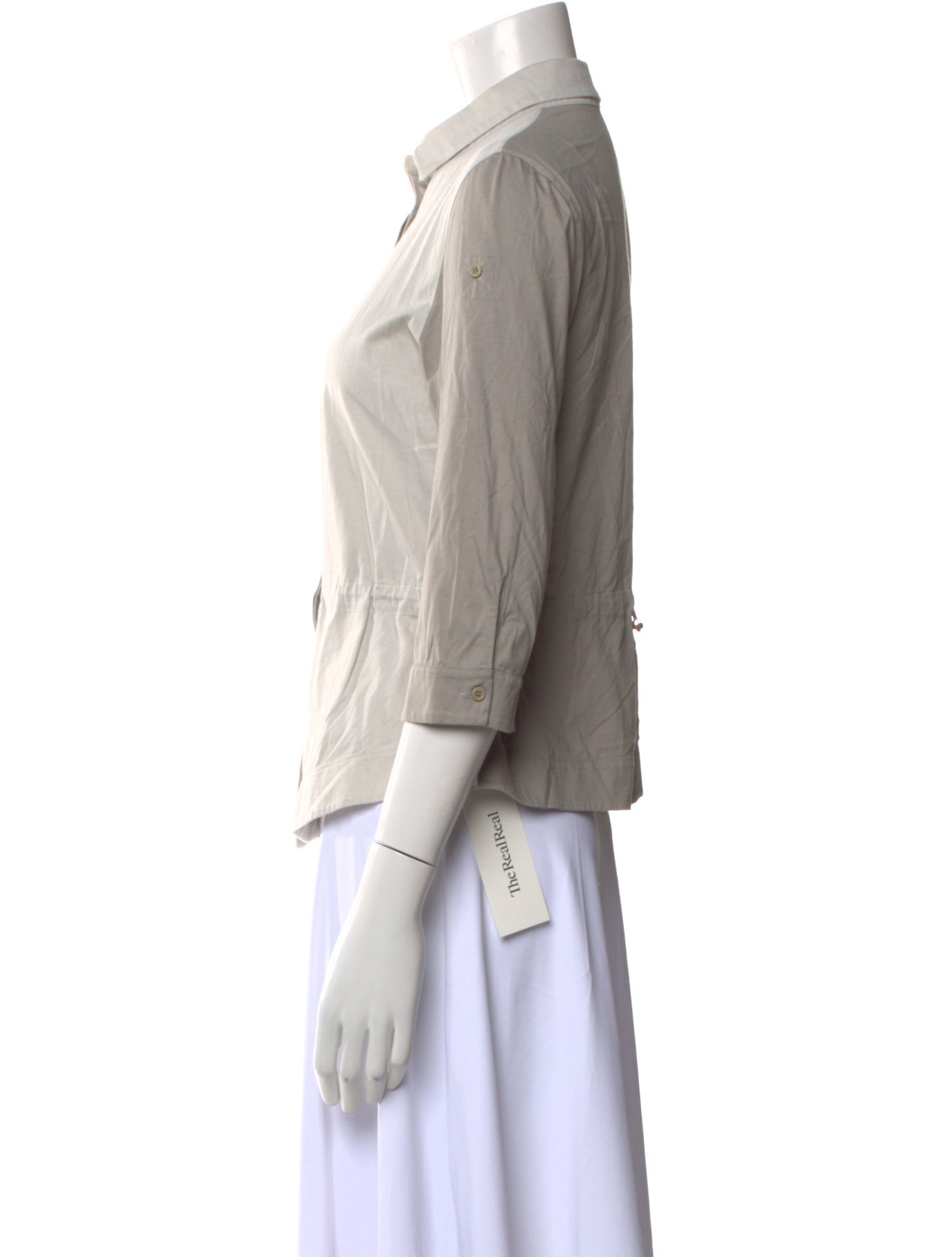 Akris Punto Three-Quarter Sleeve Button-Up Top