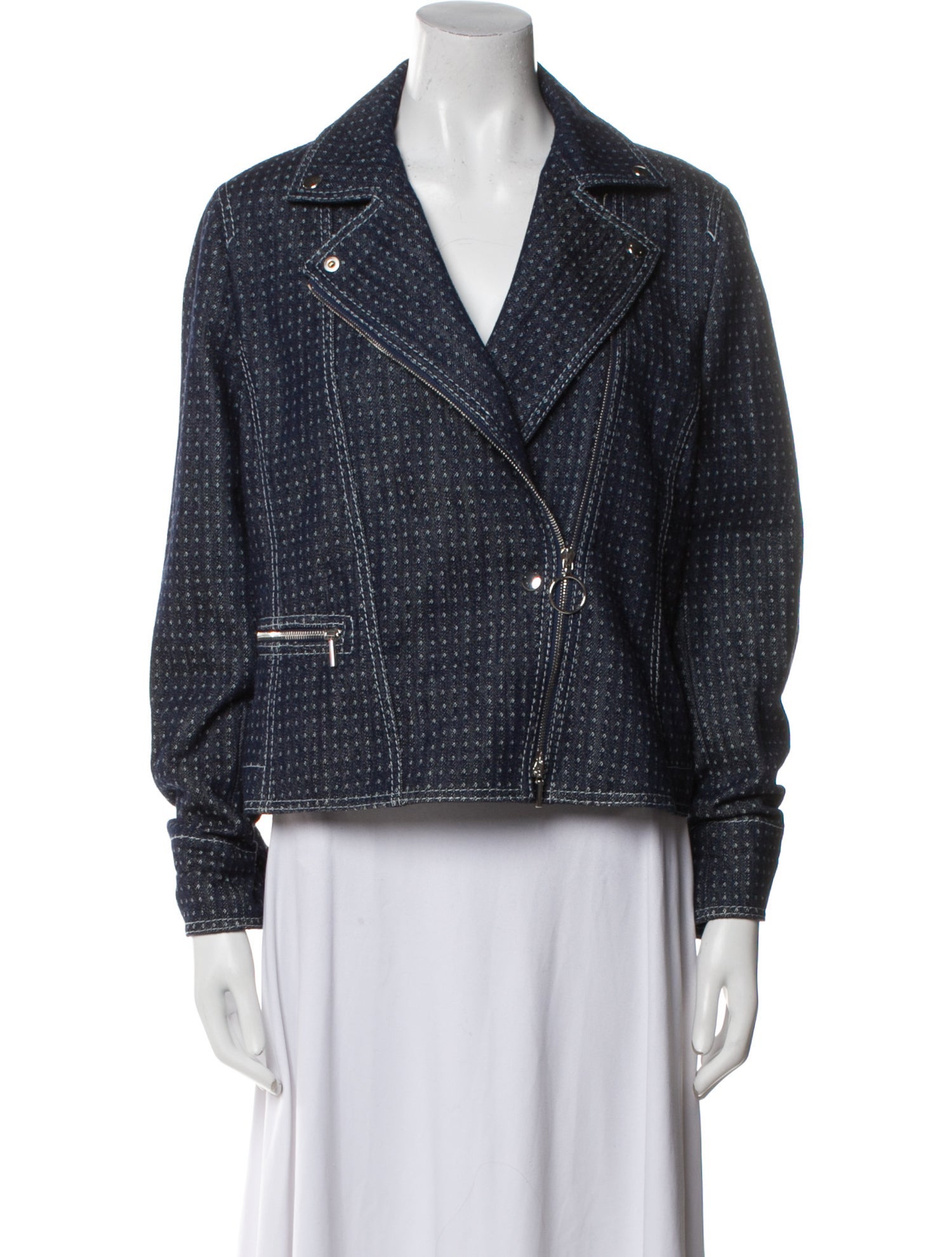 Akris Punto Tweed Pattern Biker Jacket