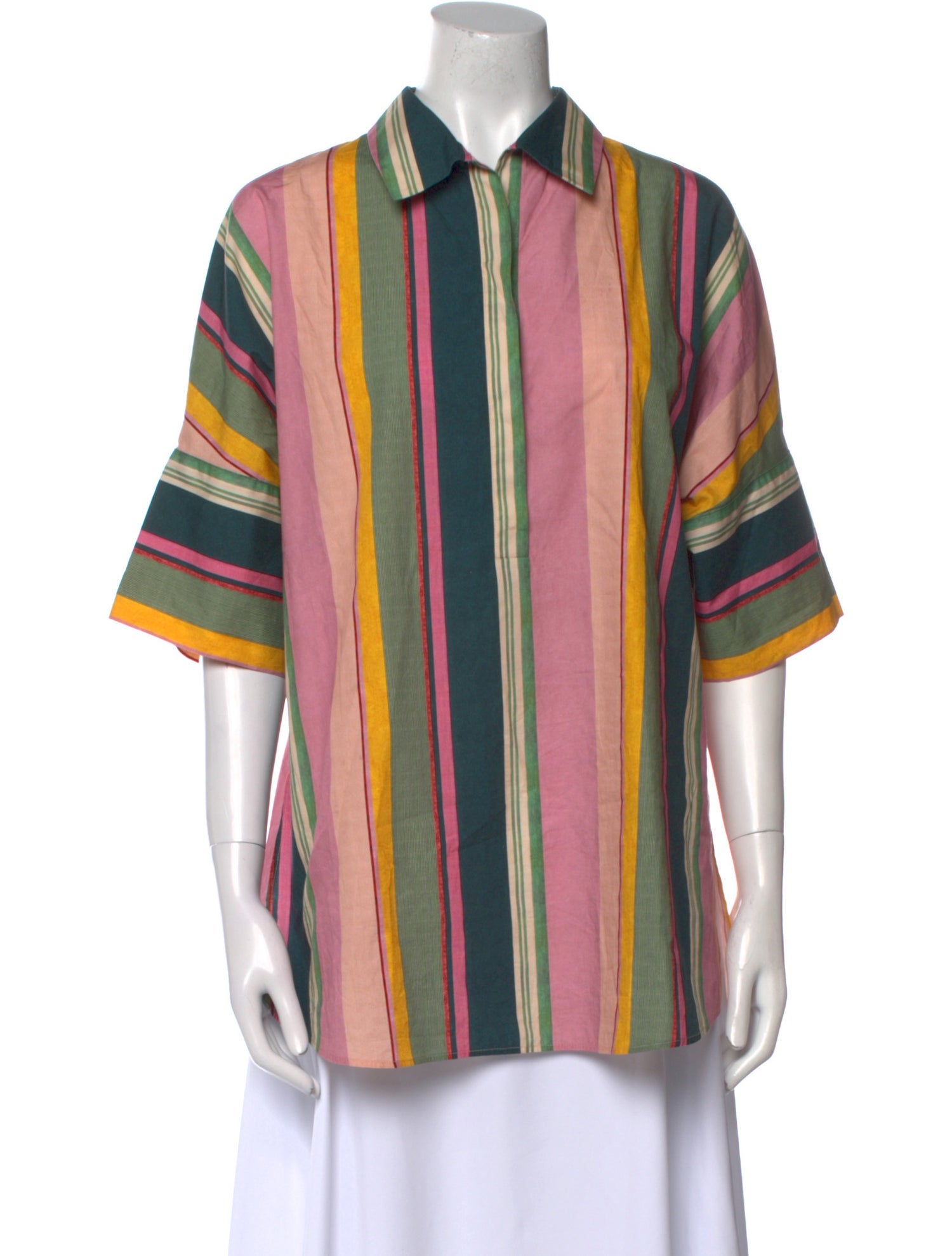Akris Punto Striped Three-Quarter Sleeve Tunic