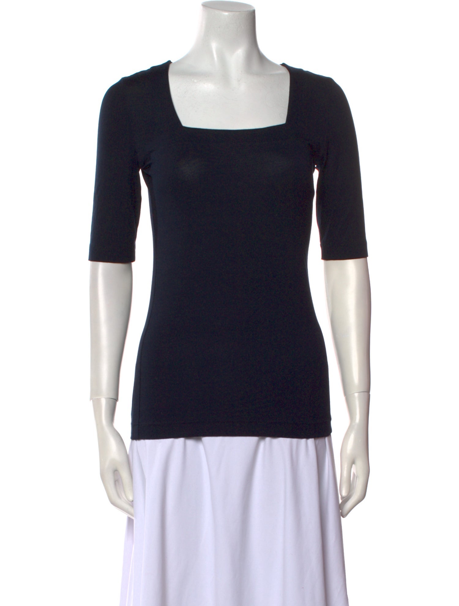 Akris Punto Square Neckline Short Sleeve Top