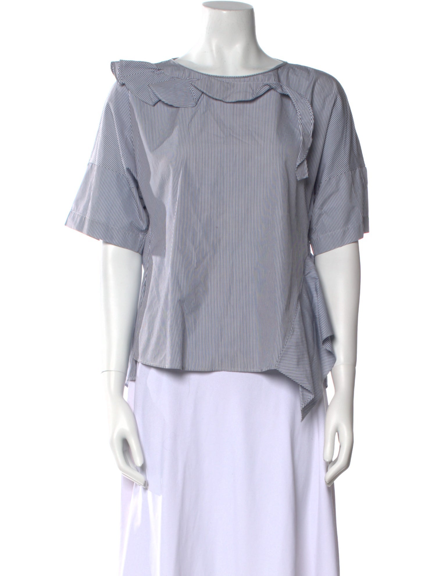 Akris Punto Striped Bateau Neckline Blouse