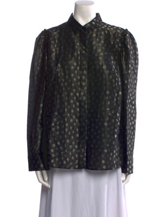 Akris Punto Polka Dot Print Long Sleeve Button-Up Top