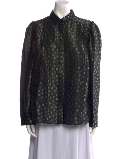 Akris Punto Polka Dot Print Long Sleeve Button-Up Top