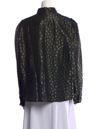 Akris Punto Polka Dot Print Long Sleeve Button-Up Top
