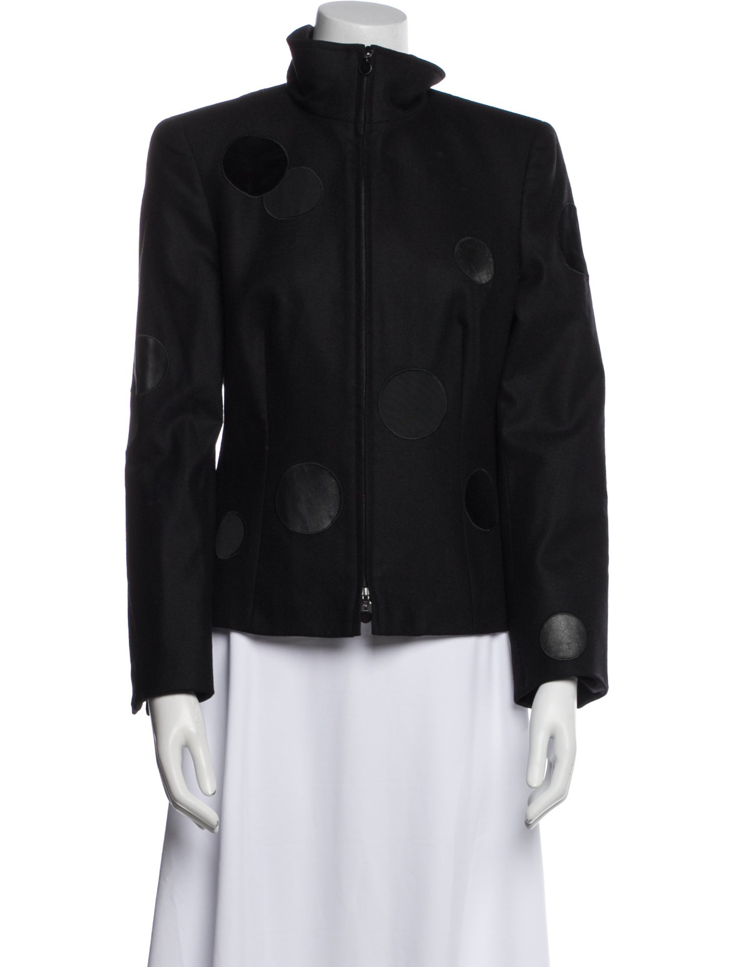 Akris Punto Wool Floral Print Faux Fur Jacket