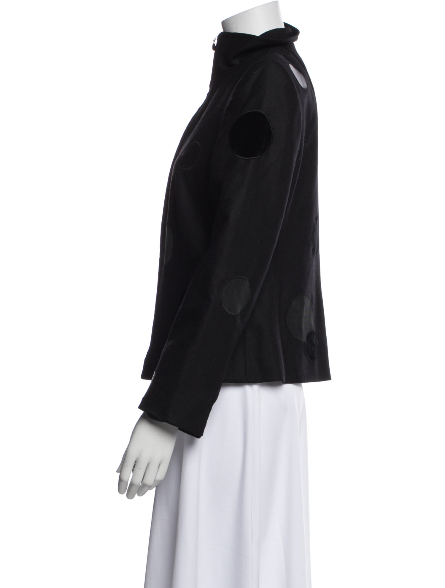 Akris Punto Wool Floral Print Faux Fur Jacket