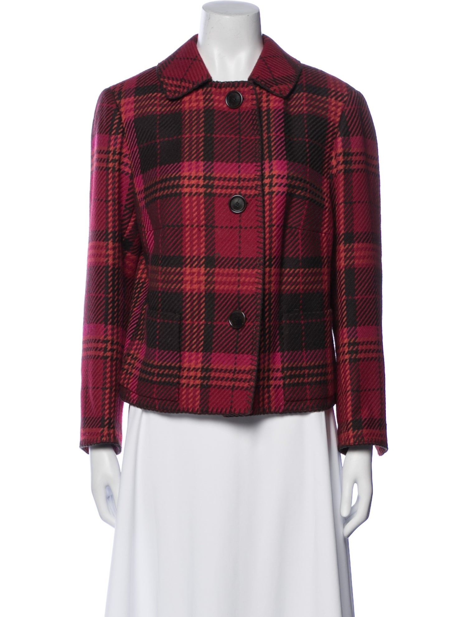 Akris Punto Wool Plaid Print Blazer