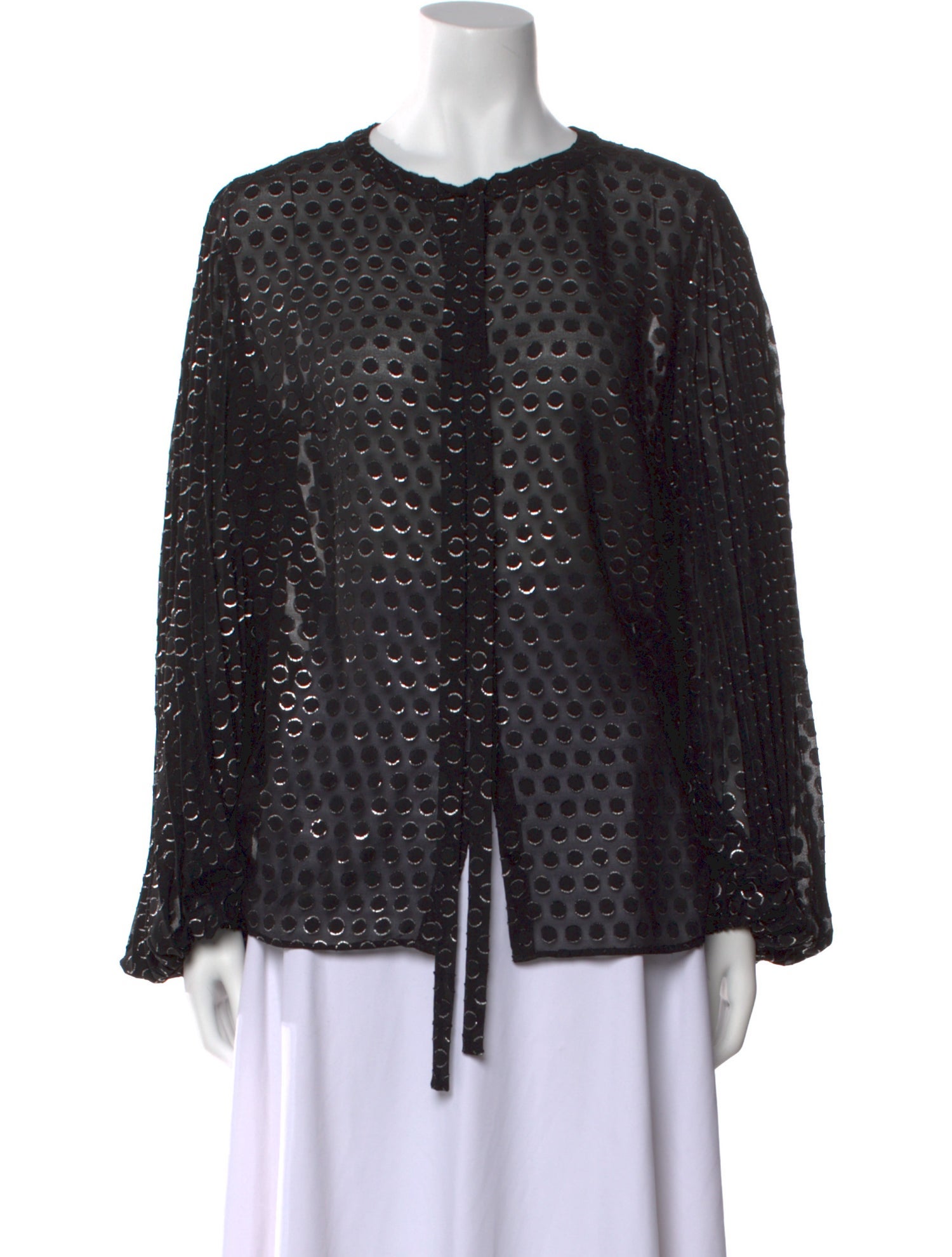 Akris Punto Polka Dot Print Crew Neck Blouse