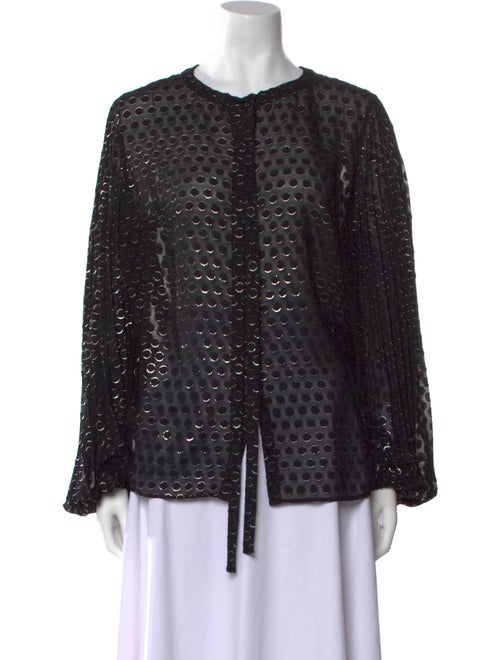 Akris Punto Polka Dot Print Crew Neck Blouse