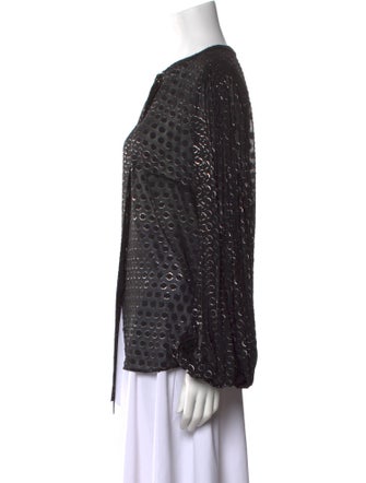 Akris Punto Polka Dot Print Crew Neck Blouse