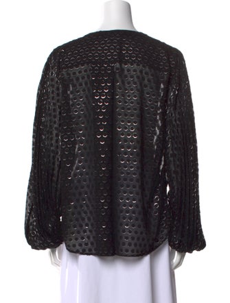 Akris Punto Polka Dot Print Crew Neck Blouse