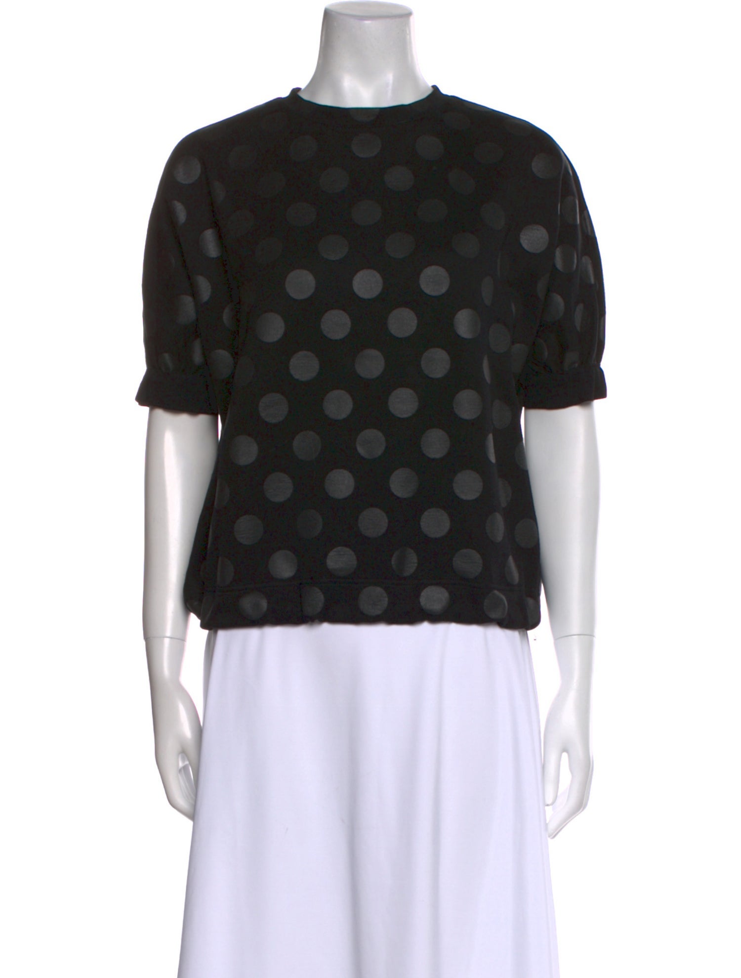 Akris Punto Polka Dot Print Crew Neck Blouse