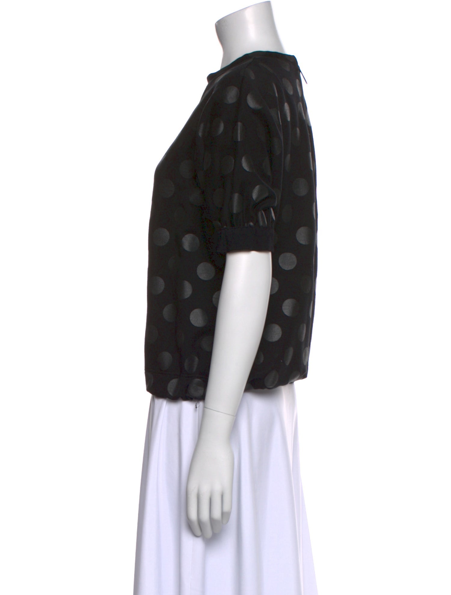 Akris Punto Polka Dot Print Crew Neck Blouse